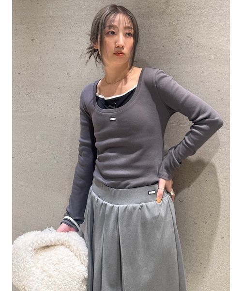 SNIDEL（スナイデル）の「【SNIDEL×PUMA】レイヤードカットソー（Tシャツ/カットソー・レディース・グレー/ライトブルー/ライトピンク/ホワイト・S）」の15枚目の写真