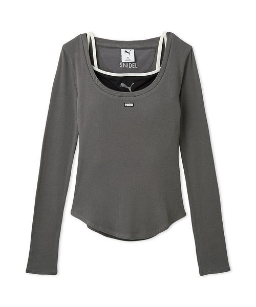 SNIDEL（スナイデル）の「【SNIDEL×PUMA】レイヤードカットソー（Tシャツ/カットソー・レディース・グレー/ライトブルー/ライトピンク/ホワイト・S）」の5枚目の写真