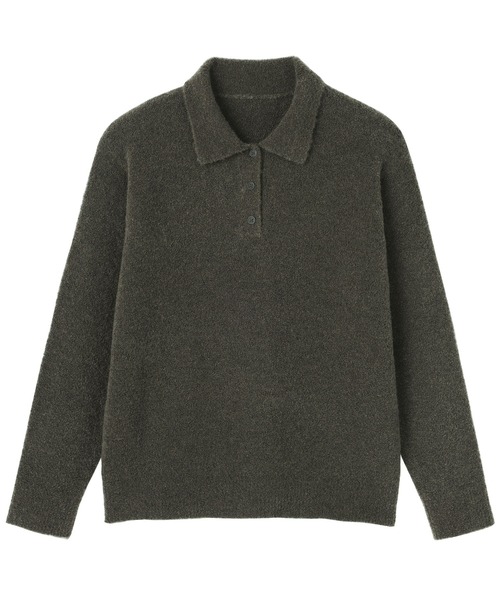 無印良品(ムジルシリョウヒン)の「婦人 ウール混ブークレポロセーター(ニット/セーター・レディース・カーキ系/ダークグレー/オートミール/キャメル・XL/L/M/S)」の7枚目の写真