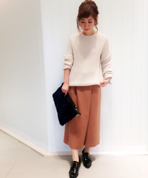 N.(N. Natural Beauty Basic)(エヌエヌナチュラルビューティーベーシック)の「ダブルクロスラップガウチョパンツ(その他パンツ・レディース・ベージュ/ブラック/グレー/ホワイト/ピンク・MEDIUM)」の4枚目の写真