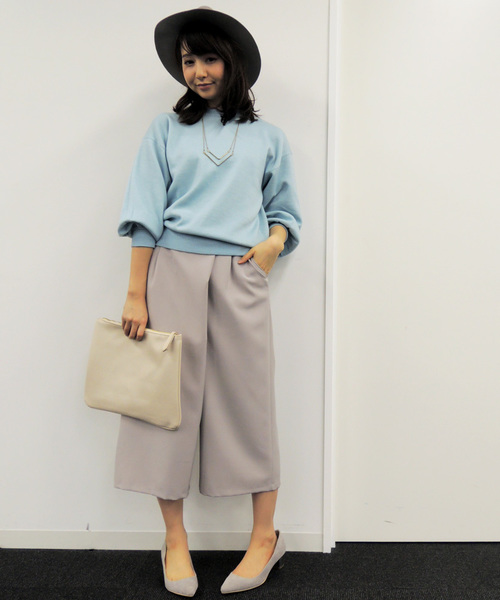 N.(N. Natural Beauty Basic)(エヌエヌナチュラルビューティーベーシック)の「ダブルクロスラップガウチョパンツ(その他パンツ・レディース・ベージュ/ブラック/グレー/ホワイト/ピンク・MEDIUM)」の3枚目の写真