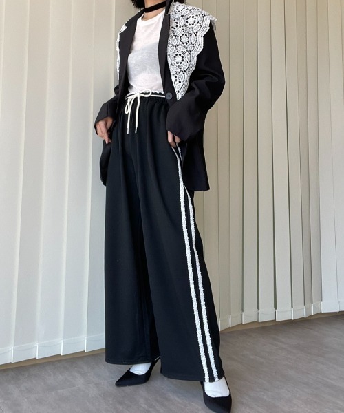 AMAIL（アマイル）の「Line Sweat Pants（スウェットパンツ・レディース・ブラック/ネイビー・FREE）」の19枚目の写真