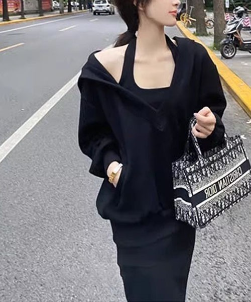 gossip！ロサンゼルス（ゴシップロサンゼルス）の「ワンピース×プルオーバーセット（ワンピース・レディース・ブラック/チャコールグレー・FREE）」の16枚目の写真
