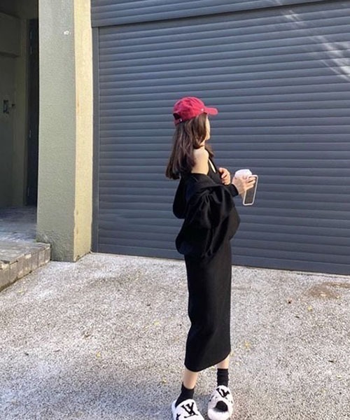 gossip！ロサンゼルス（ゴシップロサンゼルス）の「ワンピース×プルオーバーセット（ワンピース・レディース・ブラック/チャコールグレー・FREE）」の21枚目の写真
