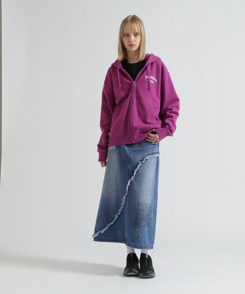 AVIREX（アヴィレックス）の「WAPPEN DENIM LONG SKIRT（デニムスカート・レディース・ブルー系その他/インディゴブルー/ピンク・S/M）」の12枚目の写真