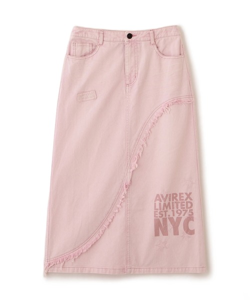 AVIREX（アヴィレックス）の「WAPPEN DENIM LONG SKIRT（デニムスカート・レディース・ブルー系その他/インディゴブルー/ピンク・S/M）」の9枚目の写真