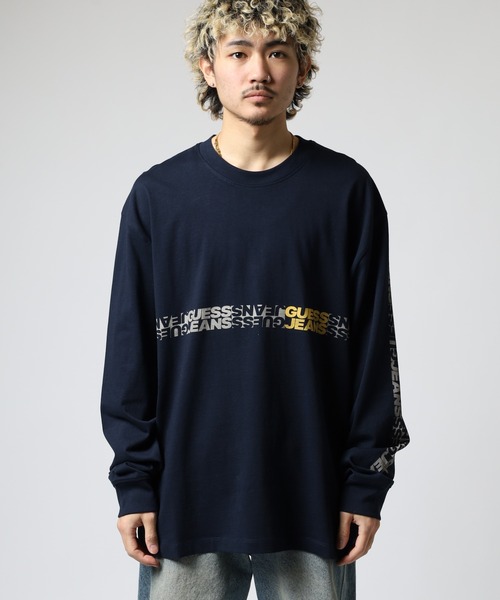 GUESS JEANS（ゲスジーンズ）の「GUESS JEANS 袖プリントスウェットロンT（スウェット・メンズ・ネイビー・XL/S/M/L）」の7枚目の写真