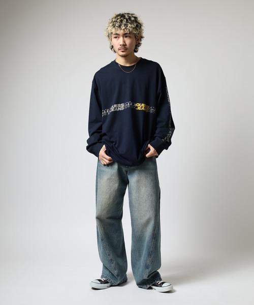 GUESS JEANS（ゲスジーンズ）の「GUESS JEANS 袖プリントスウェットロンT（スウェット・メンズ・ネイビー・XL/S/M/L）」の5枚目の写真