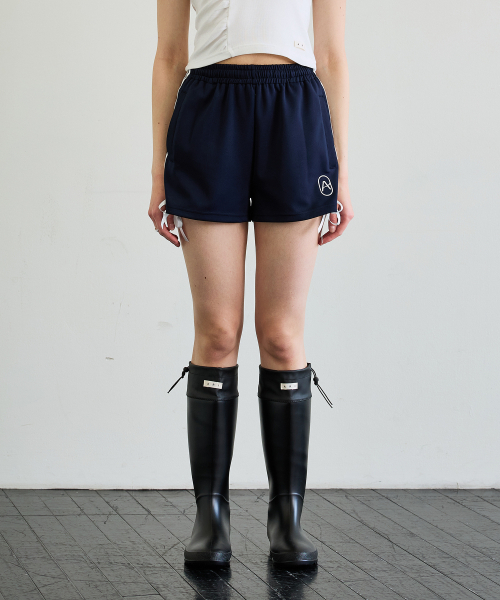 ARI(アリ)の「RIBBON JERSEY TRACK MICRO SHORTS / NAVY(その他パンツ・レディース・ネイビー・FREE)」の1枚目の写真
