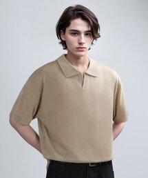 COLLAR HALF MESH-KNIT (BEIGE)