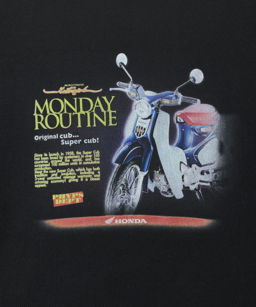 PHYPS MOTORCYCLE(フィップスモーターサイクル)の「スーパーカブ 半袖 ブラック(Tシャツ/カットソー・レディース・その他・SMALL/MEDIUM/LARGE/X-LARGE)」の5枚目の写真