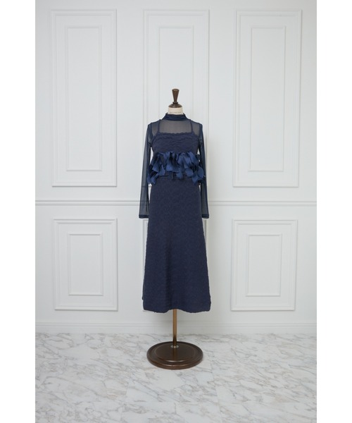 MISTREASS(ミストレアス)の「Ribbon Nep Yarn Knit Set Up With Sheer Top(ワンピース・レディース・アイボリー/ネイビー・FREE)」の8枚目の写真
