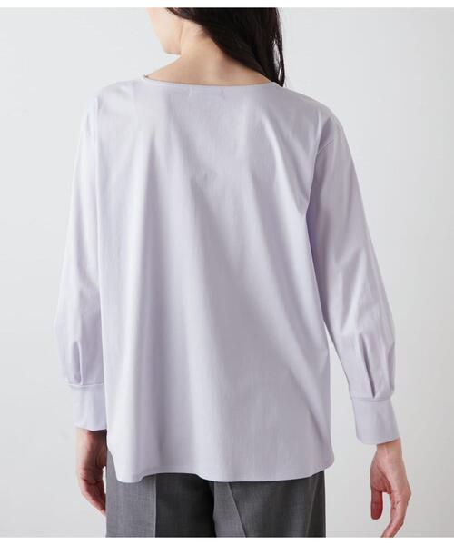 NEWYORKER（ニューヨーカー）の「コットンナイロントリコット ラウンドヘムカットソー（Tシャツ/カットソー・レディース・ブラック/ラベンダー・M）」の4枚目の写真