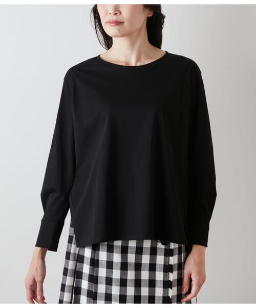 NEWYORKER（ニューヨーカー）の「コットンナイロントリコット ラウンドヘムカットソー（Tシャツ/カットソー・レディース・ブラック/ラベンダー・M）」の10枚目の写真