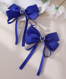 MAISON SELECT（メゾンセレクト）の「11D5-TJ ハートチャームサテンリボンペア 量産型地雷女子 ヘアアクセ 推し活・ライブ向け（バレッタ/ヘアクリップ）」