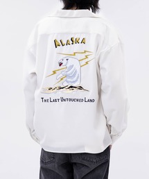 【a】ボックスシルエット ストレッチ オープンカラースカシャツ 虎/ALASKA