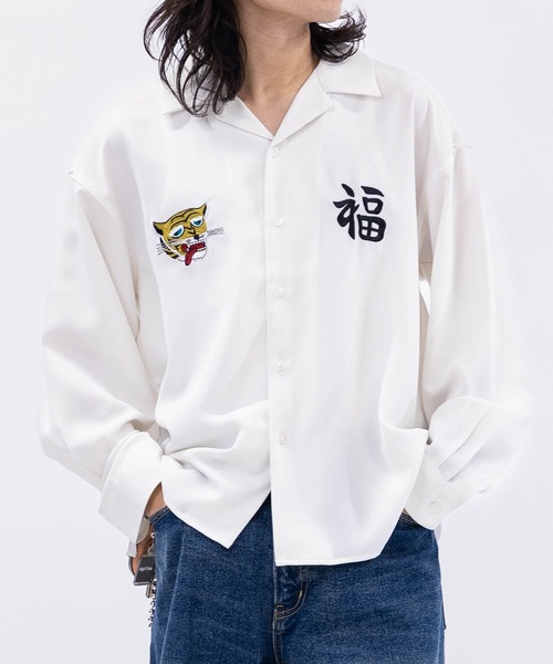 JOHN'S CLOSET(ジョンズクローゼット)の「【a】ボックスシルエット ストレッチ オープンカラースカシャツ 虎/ALASKA(シャツ/ブラウス・メンズ・ブラック系1/ホワイト系1/ホワイト系2/ブラック系2・MEDIUM/LARGE)」の5枚目の写真