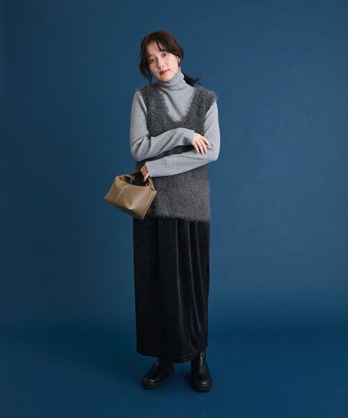 Green　Parks（グリーンパークス）の「ぽかぽか裏起毛ベロアIラインスカート（スカート・レディース・アイボリー/イエロー/ブラック/チャコールグレー・FREE）」の18枚目の写真