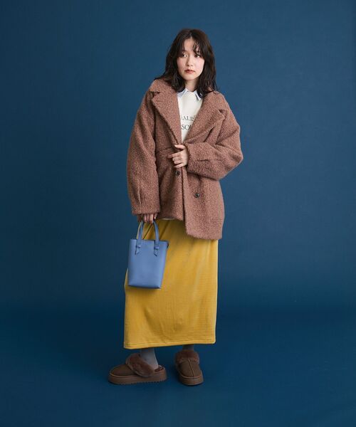 Green　Parks（グリーンパークス）の「ぽかぽか裏起毛ベロアIラインスカート（スカート・レディース・アイボリー/イエロー/ブラック/チャコールグレー・FREE）」の20枚目の写真