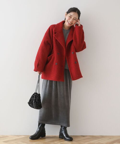 Green　Parks（グリーンパークス）の「ぽかぽか裏起毛ベロアIラインスカート（スカート・レディース・アイボリー/イエロー/ブラック/チャコールグレー・FREE）」の12枚目の写真