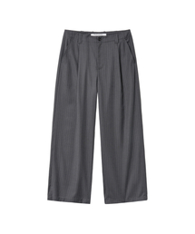 PARAKEET（パラキート）の「ワイドストライプタックパンツ（チャコール）（スラックス）」