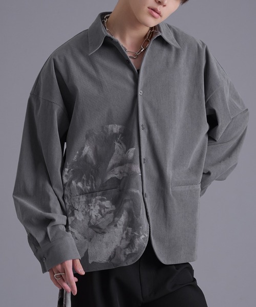 Ellno Loset(エルノロゼット)の「フラワープリントコーデュロイシャツ(シャツ/ブラウス・メンズ・グレー系/チャコール・MEDIUM/SMALL/LARGE)」の2枚目の写真