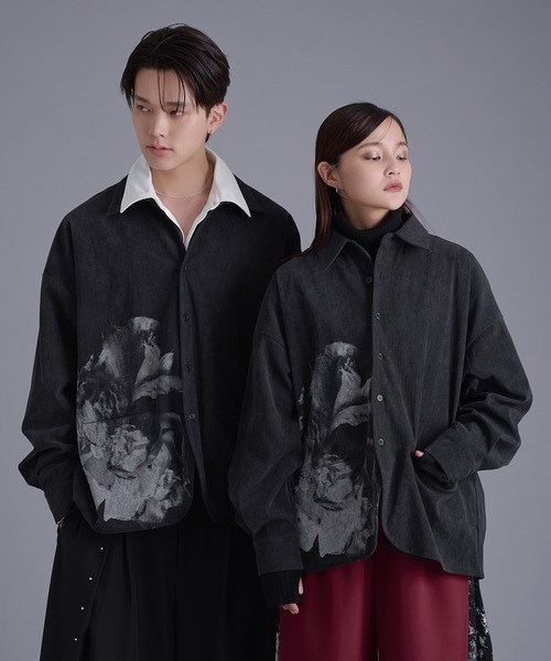 Ellno Loset(エルノロゼット)の「フラワープリントコーデュロイシャツ(シャツ/ブラウス・メンズ・グレー系/チャコール・MEDIUM/SMALL/LARGE)」の16枚目の写真