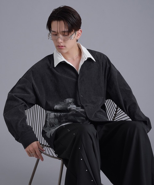 Ellno Loset(エルノロゼット)の「フラワープリントコーデュロイシャツ(シャツ/ブラウス・メンズ・グレー系/チャコール・MEDIUM/SMALL/LARGE)」の12枚目の写真