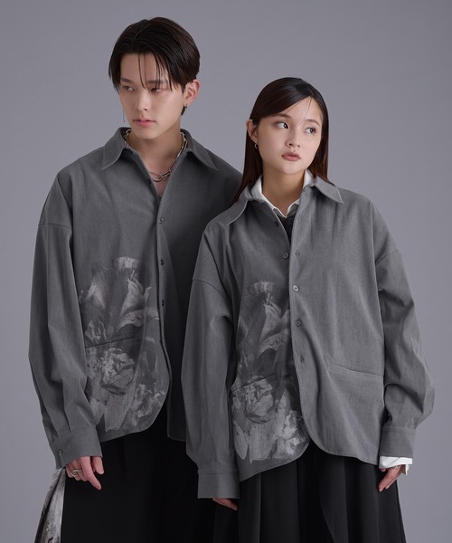 Ellno Loset(エルノロゼット)の「フラワープリントコーデュロイシャツ(シャツ/ブラウス・メンズ・グレー系/チャコール・MEDIUM/SMALL/LARGE)」の17枚目の写真