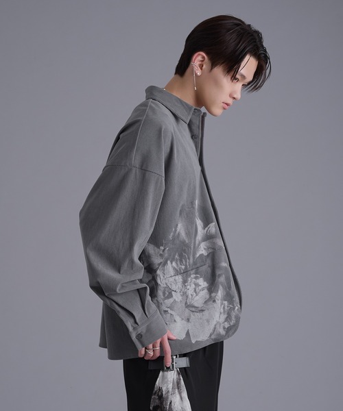 Ellno Loset(エルノロゼット)の「フラワープリントコーデュロイシャツ(シャツ/ブラウス・メンズ・グレー系/チャコール・MEDIUM/SMALL/LARGE)」の4枚目の写真