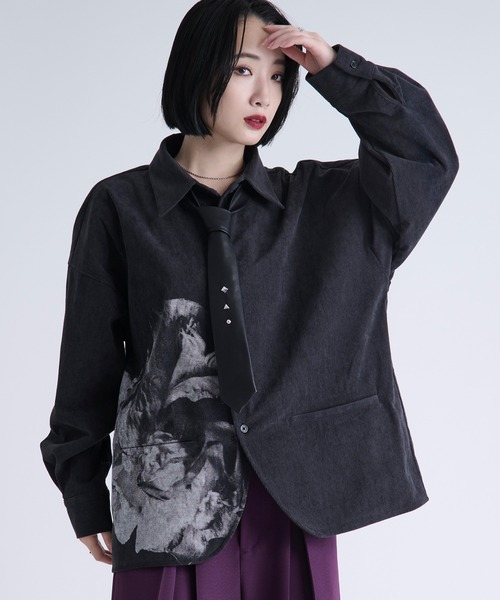 ebure トップカラーコーデュロイシャツ ブラウス クラシック フィット コーデュロイ シャツ