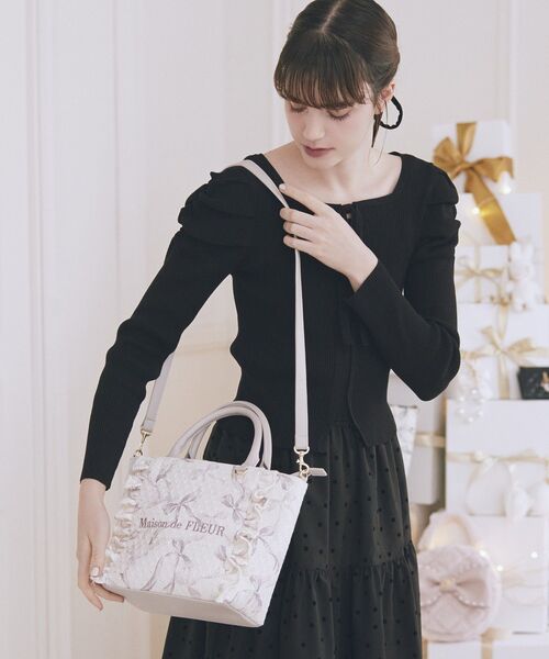 ツイードリボンプリント2WayバッグM（ハンドバッグ）｜Maison de FLEUR