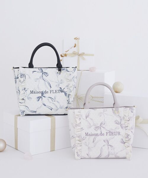 ツイードリボンプリント2WayバッグM（ハンドバッグ）｜Maison de FLEUR