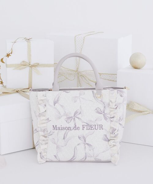 ツイードリボンプリント2WayバッグM（ハンドバッグ）｜Maison de FLEUR
