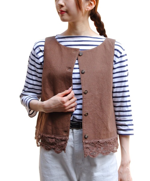 THE SHINZONE 16AW レースブラウス ブラウン ザ シンゾーン THE SHINZONE（ザ シンゾーン） ブラウス シャツ THE SHINZONE