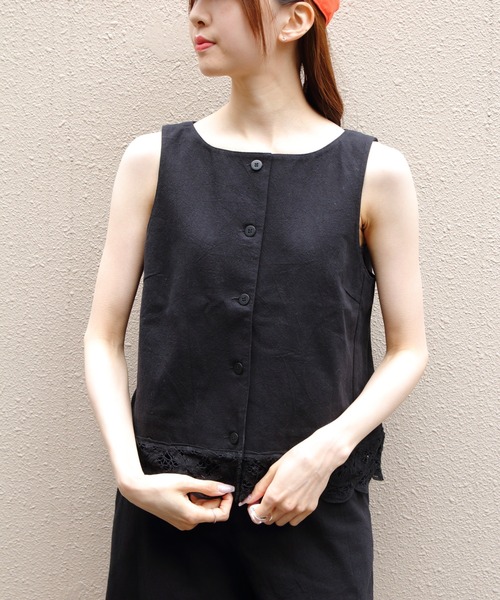 THE SHINZONE（ザ　シンゾーン）の「THE SHINZONE/シンゾーン　バテンレースジレ　BATTENBERG LACE GILET　26MMSBL03（ベスト・レディース・ブラウン/ブラック・36）」の2枚目の写真