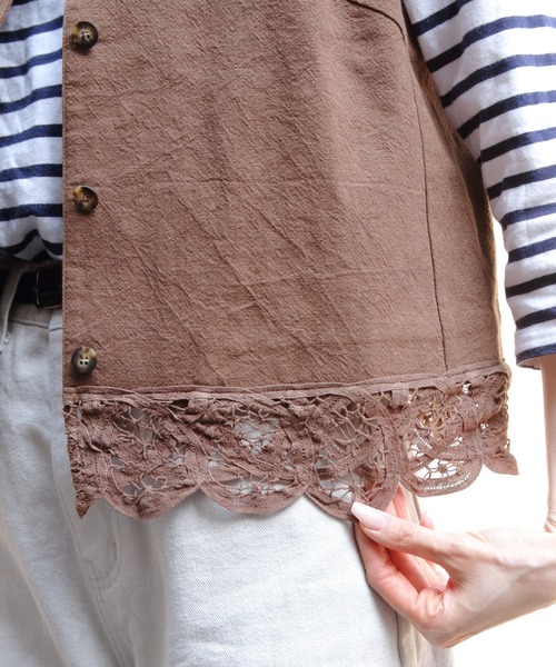 THE SHINZONE（ザ　シンゾーン）の「THE SHINZONE/シンゾーン　バテンレースジレ　BATTENBERG LACE GILET　26MMSBL03（ベスト・レディース・ブラウン/ブラック・36）」の19枚目の写真