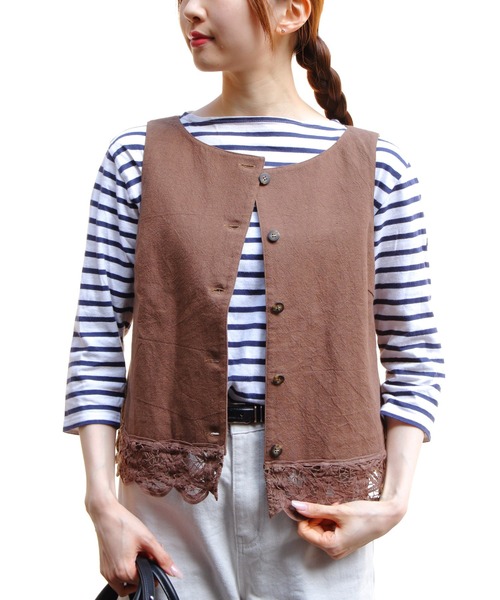THE SHINZONE（ザ　シンゾーン）の「THE SHINZONE/シンゾーン　バテンレースジレ　BATTENBERG LACE GILET　26MMSBL03（ベスト・レディース・ブラウン/ブラック・36）」の20枚目の写真