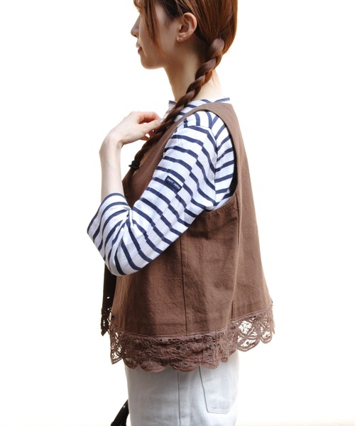 THE SHINZONE（ザ　シンゾーン）の「THE SHINZONE/シンゾーン　バテンレースジレ　BATTENBERG LACE GILET　26MMSBL03（ベスト・レディース・ブラウン/ブラック・36）」の5枚目の写真