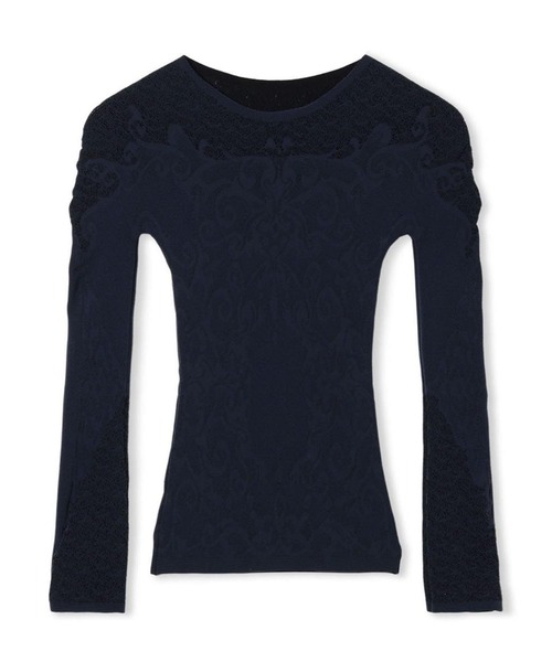 ノーソーイングニット】リバーシブルクルーネックトップ（ニット