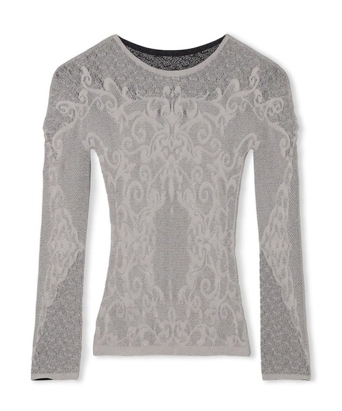 ノーソーイングニット】リバーシブルクルーネックトップ（ニット