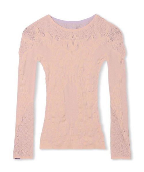 ノーソーイングニット】リバーシブルクルーネックトップ（ニット