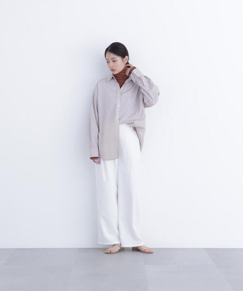 N.（N. Natural Beauty Basic）（エヌエヌナチュラルビューティーベーシック）の「ワイドツイルパンツ（スラックス・レディース・ベージュ/オフホワイト/ラベンダー・P/S/MEDIUM）」の6枚目の写真