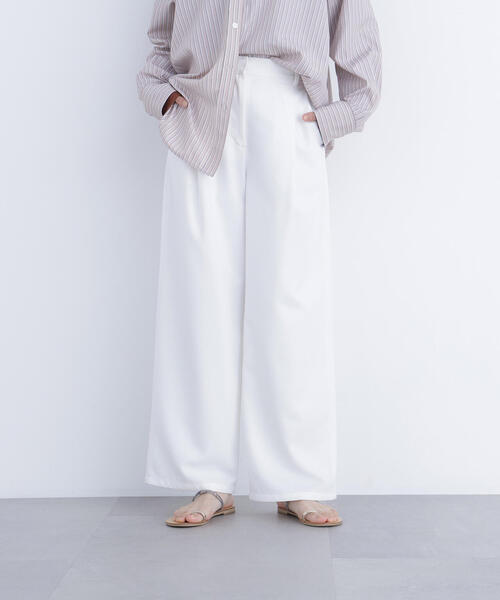 N.（N. Natural Beauty Basic）（エヌエヌナチュラルビューティーベーシック）の「ワイドツイルパンツ（スラックス・レディース・ベージュ/オフホワイト/ラベンダー・P/S/MEDIUM）」の7枚目の写真