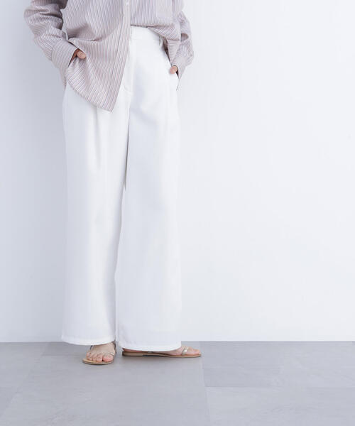 N.（N. Natural Beauty Basic）（エヌエヌナチュラルビューティーベーシック）の「ワイドツイルパンツ（スラックス・レディース・ベージュ/オフホワイト/ラベンダー・P/S/MEDIUM）」の8枚目の写真