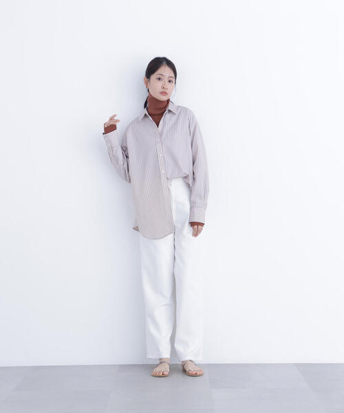 N.（N. Natural Beauty Basic）（エヌエヌナチュラルビューティーベーシック）の「ワイドツイルパンツ（スラックス・レディース・ベージュ/オフホワイト/ラベンダー・P/S/MEDIUM）」の9枚目の写真