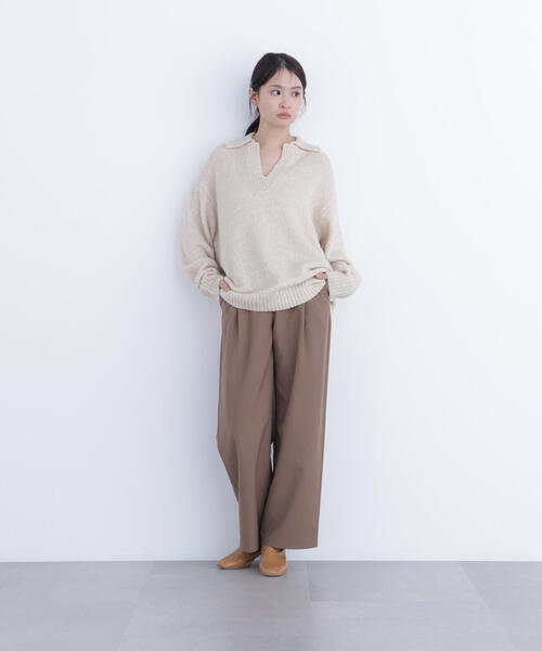 N.（N. Natural Beauty Basic）（エヌエヌナチュラルビューティーベーシック）の「ワイドツイルパンツ（スラックス・レディース・ベージュ/オフホワイト/ラベンダー・P/S/MEDIUM）」の19枚目の写真