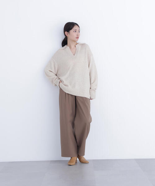 N.（N. Natural Beauty Basic）（エヌエヌナチュラルビューティーベーシック）の「ワイドツイルパンツ（スラックス・レディース・ベージュ/オフホワイト/ラベンダー・P/S/MEDIUM）」の16枚目の写真