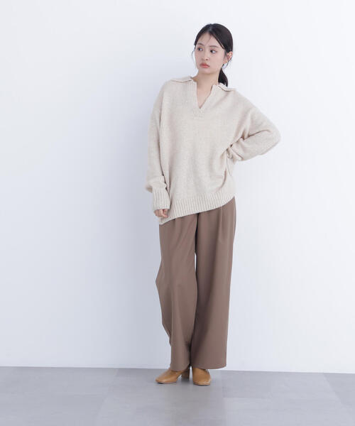 N.（N. Natural Beauty Basic）（エヌエヌナチュラルビューティーベーシック）の「ワイドツイルパンツ（スラックス・レディース・ベージュ/オフホワイト/ラベンダー・P/S/MEDIUM）」の15枚目の写真