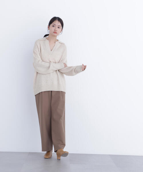 N.（N. Natural Beauty Basic）（エヌエヌナチュラルビューティーベーシック）の「ワイドツイルパンツ（スラックス・レディース・ベージュ/オフホワイト/ラベンダー・P/S/MEDIUM）」の13枚目の写真